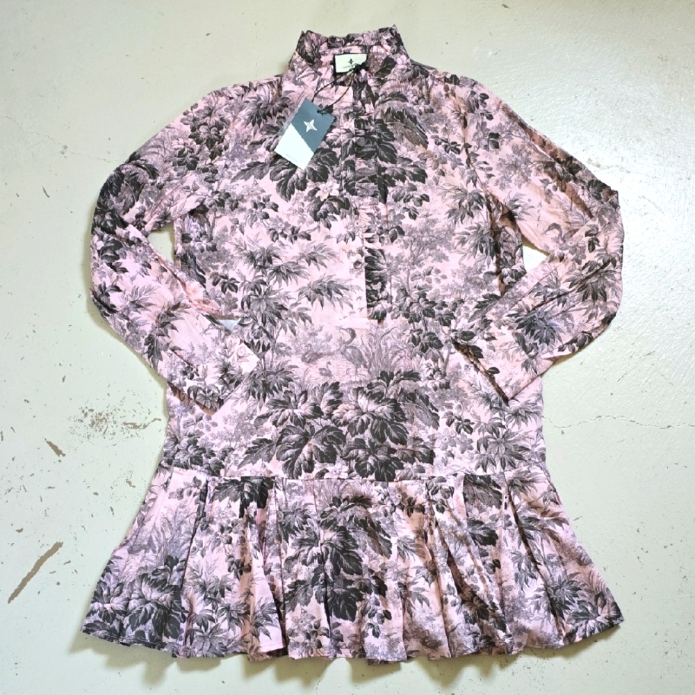 Tuckernuck Pressed Powder Toile Tate Dress Size Medium Pink NWT